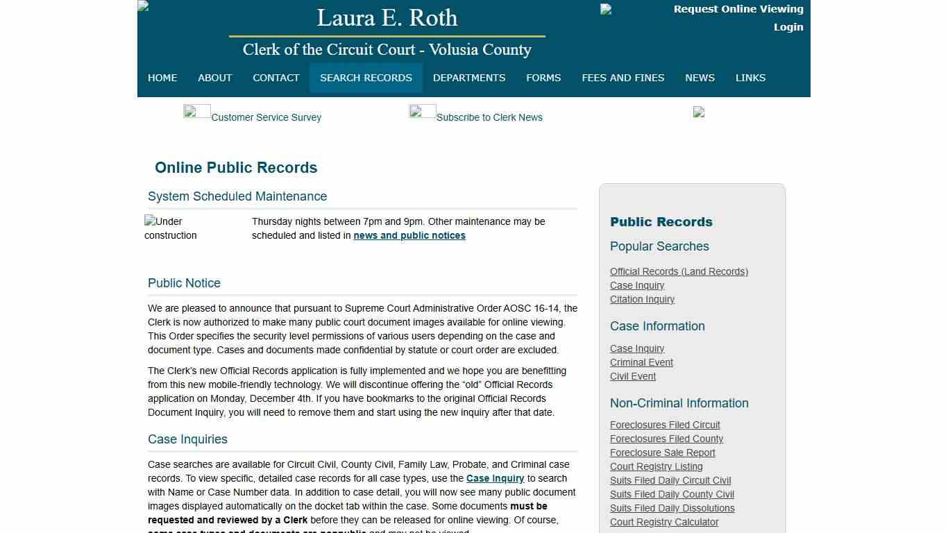 LAURA E. ROTH Clerk of the Circuit Court, Volusia County Florida